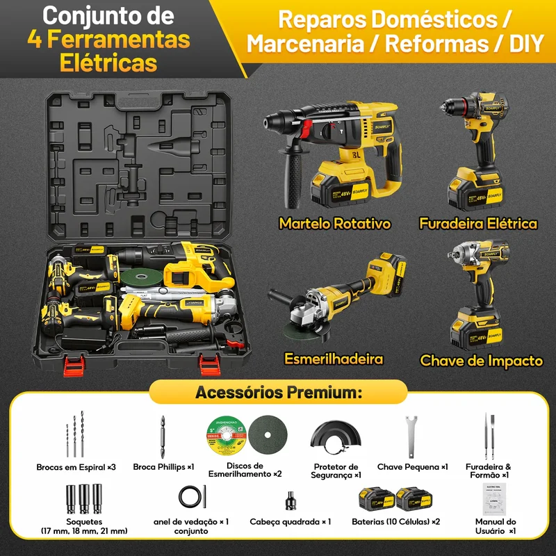 Imagem 10 de [SOARFLY] Kit Ferramentas 4 em 1 48Vf | Íon Lítio Baterias