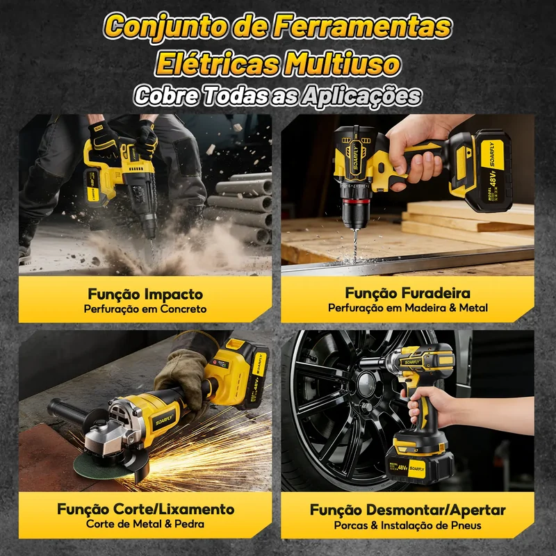 Imagem 3 de [SOARFLY] Kit Ferramentas 4 em 1 48Vf | Íon Lítio Baterias